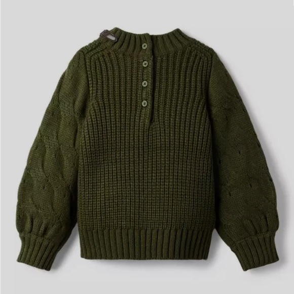 Janie and Jack Olive Green Knit Sweater with Buckle Detail - Picture 2 of 9